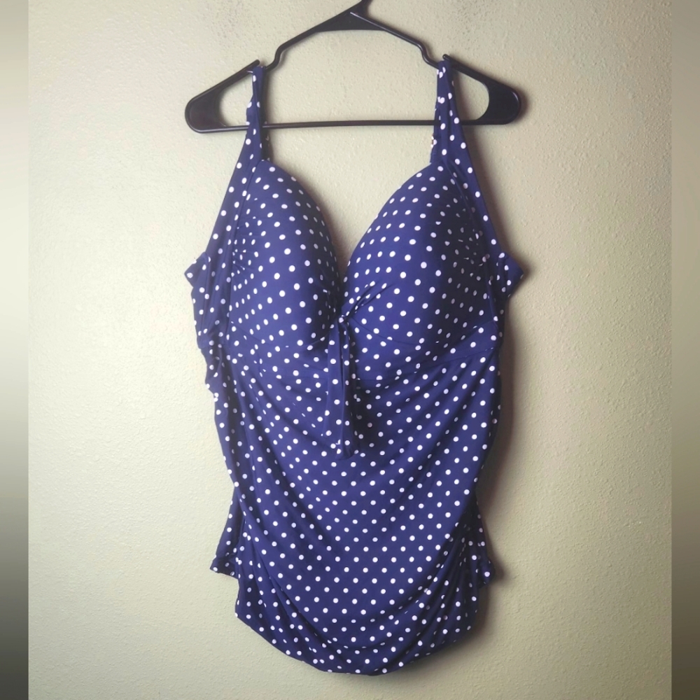 Retro Polka Dot Swim Top Womens Size 24